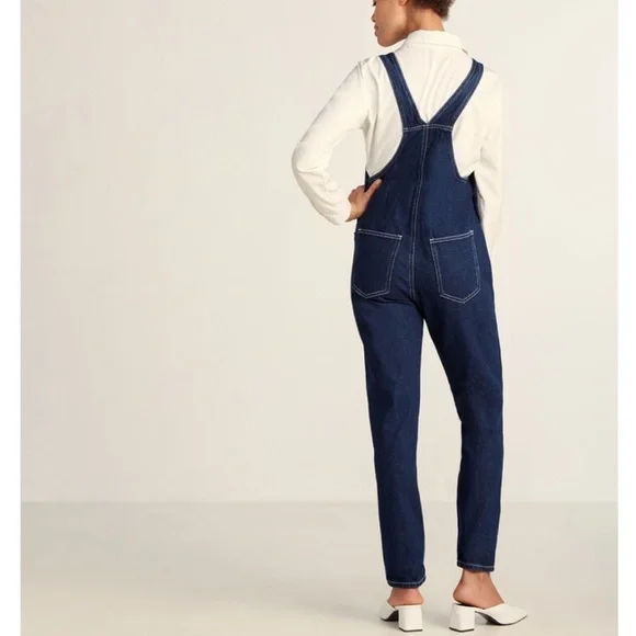 WEWOREWHAT Denim Basic Overalls Dark Wash - Picture 2 of 14